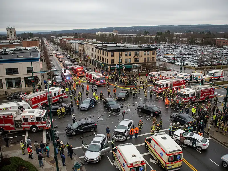 A multiple-car accident in Tacoma, WA